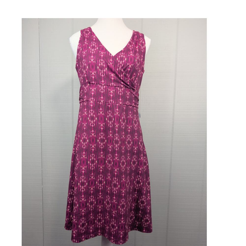Eddie Bauer Travex Womens Dress Small Purple Magenta Faux Wrap Sleeveless A-Line